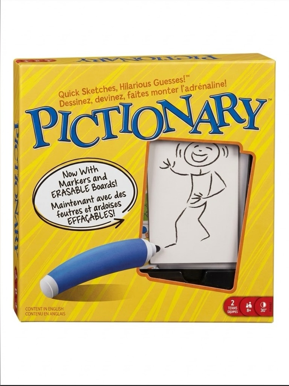 Mattel Pictionary Quick Draw Board Game Erasable Sketch Boards Family Game Night